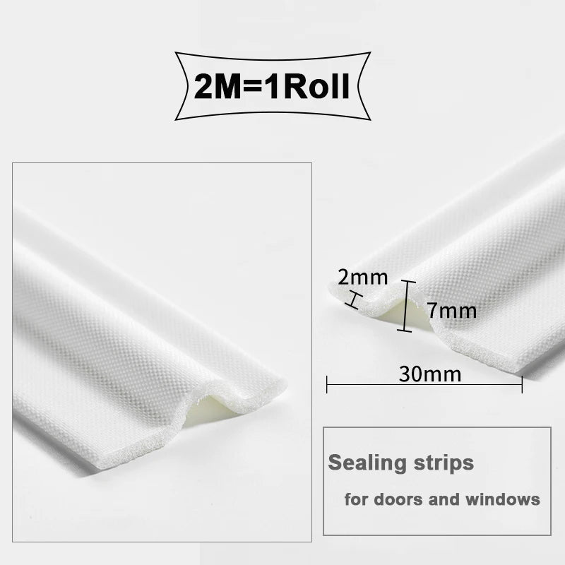 Soundproof Slides Window Seal Strip Cuttable Door Bottom Acoustic Foam Nylon Cloth Seal Strip Weatherproofing Stripping Qme white 6M