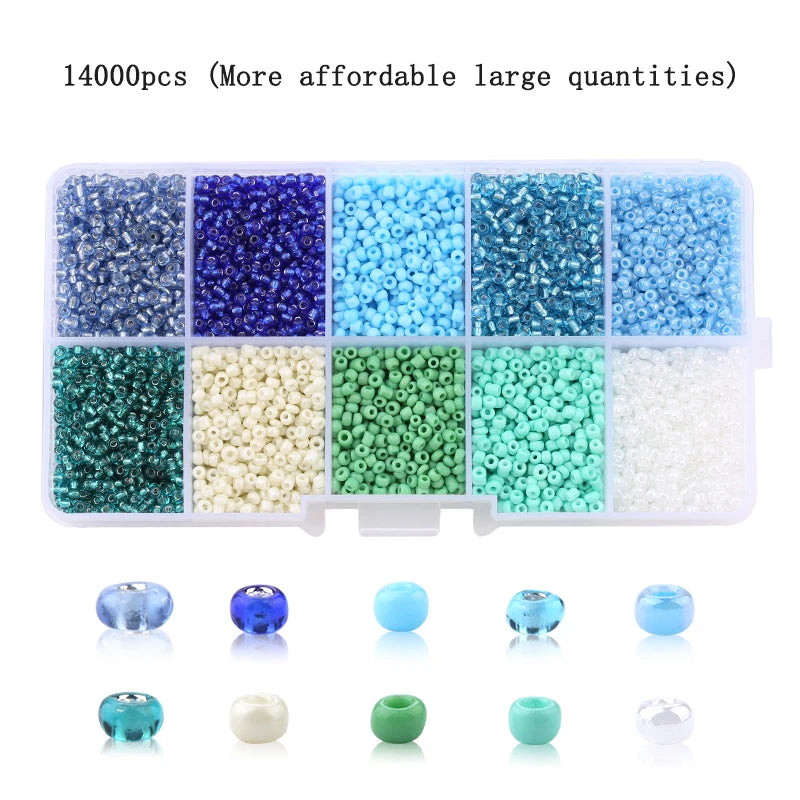 Brand New 2mm Gradient Seed Beads Kit For Jewelry Making Glass Jewelry Beads For Needlework Craft Necklace Bracelet Handmade DIY Qme 10 grid-1 2MM