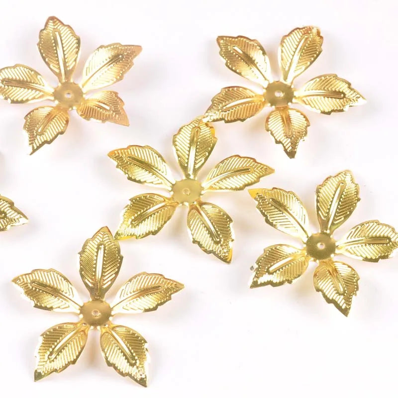 20Pcs Silver Flowers Metal Crafts Wraps Filigree Connectors Embellishments For Scrapbooking Home Decor Handicraft Gift Yk0762-10 Qme Gold