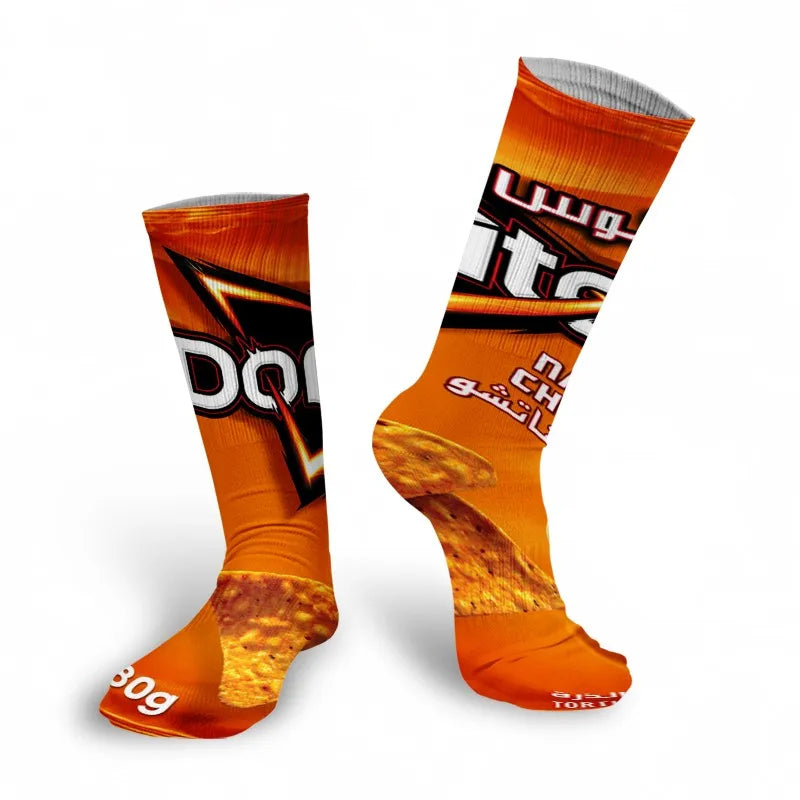Creativity Long Socks Female Art 3D Printed Potato Chips Tomato Qme style5 One Size China Mainland