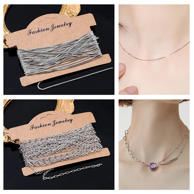 6 Types Jewelry Making Chains Plated Silver Gold Copper Cable Link Chains For DIY Jewelry Necklace Bracelet Crafts 5 Meters Qme