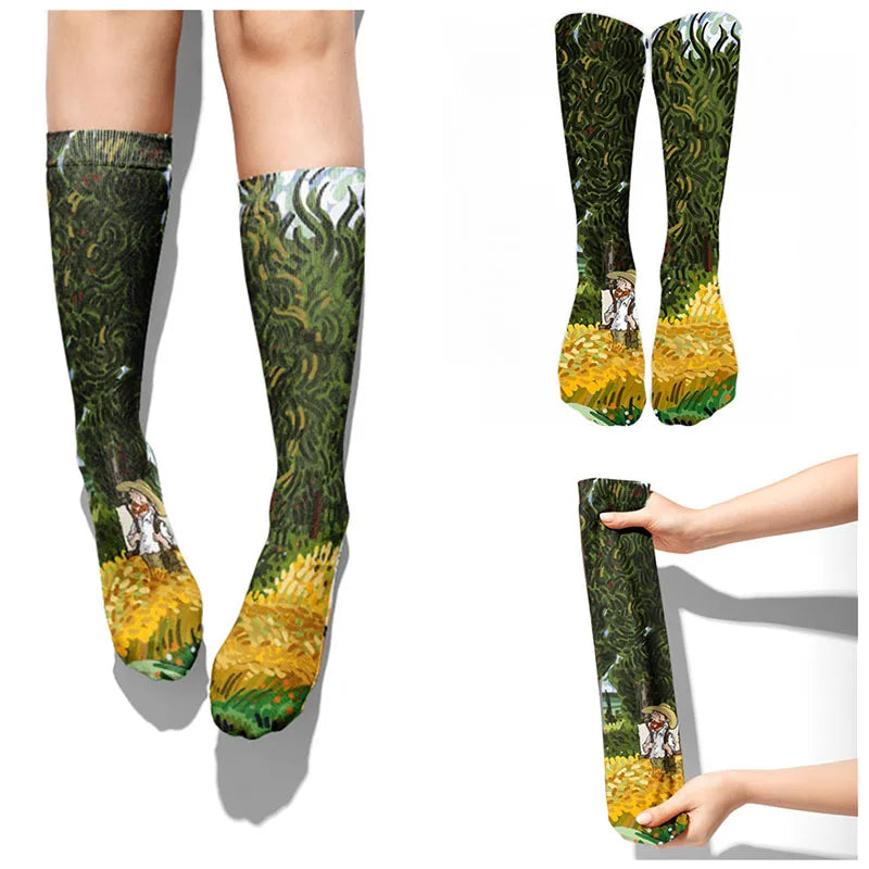 Creative Cartoon Van Gogh Cotton Socks Female Kawaii Spring Fall Qme
