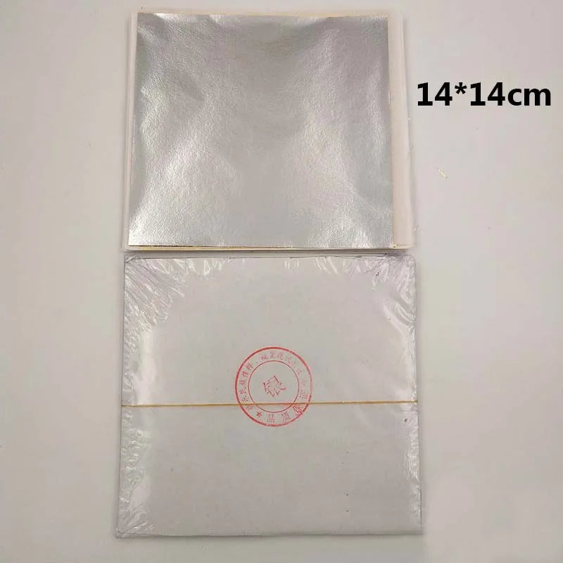 100Pcs Gold Silver Copper Imitation Gold Foil Paper Gilding DIY Craft Art Home Decoration Nail Handmade Supplies 14/16cm c2870 Qme silver 14x14cm