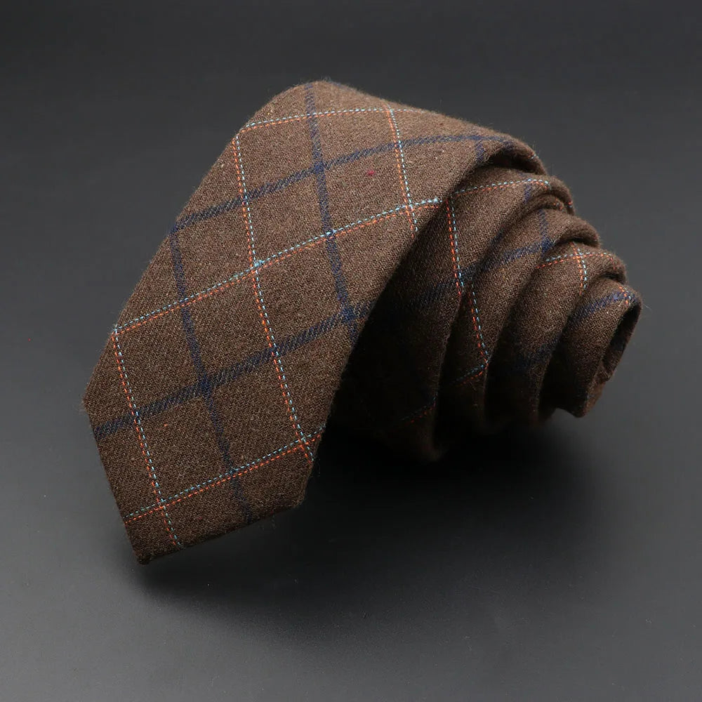 Mens Ties Classic Cotton Handmade Skinny Grey Plaid Neckties Striped Qme 20