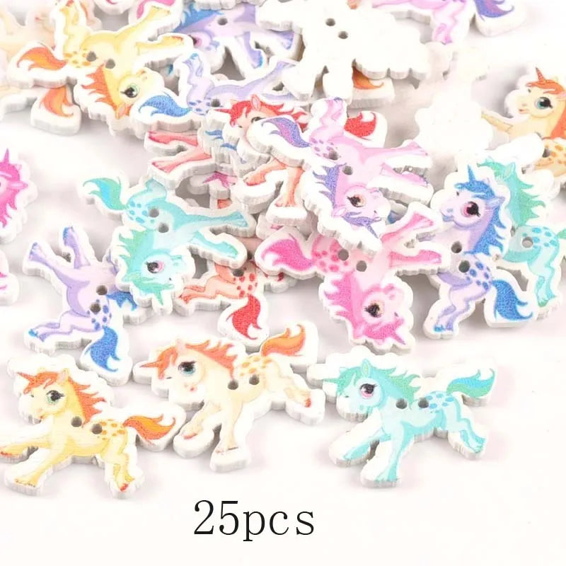 36 Styles Cartoon Painting Wooden Buttons Crafts Scrapbooking Sewing