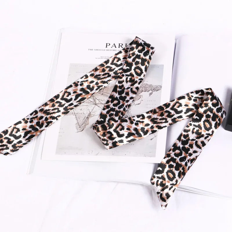 Print Flower Small Scarf Women Handle Bag Ribbons Fashion Head Long