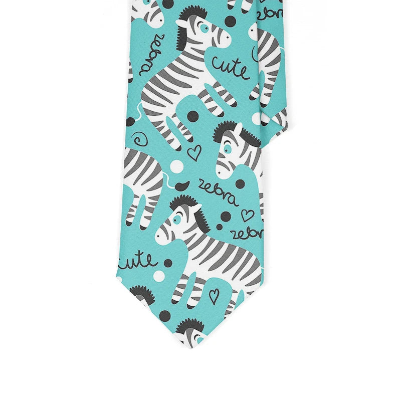 Fashion School Skinny Ties Boys Girls Casual Cartoon Zebra Monkey Qme