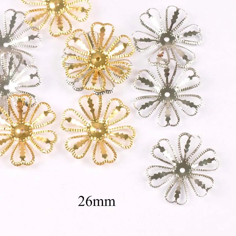 20pcs 10 Style Metal Crafts Wraps Filigree Flowers Connectors Embellishments For Scrapbooking DIY Home Decor Handicraft yk0762 Qme 5 mix