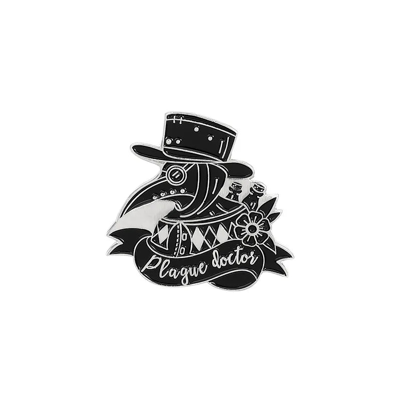 Punk Plague Doctor Enamel Lapel Pins Gothic Brooches Badges Black Death Fashion Pins Gifts for Nurse Friends Jewelry Wholesale Qme 14