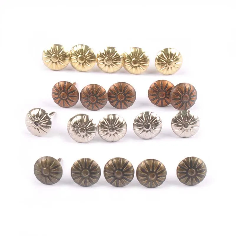 50Pcs Brass Upholstery Nails Tack Antique Furniture Sofa Door Box Case Decor Tack Stud Pushpin Head Doornail Woodwork Tool c2893 Qme