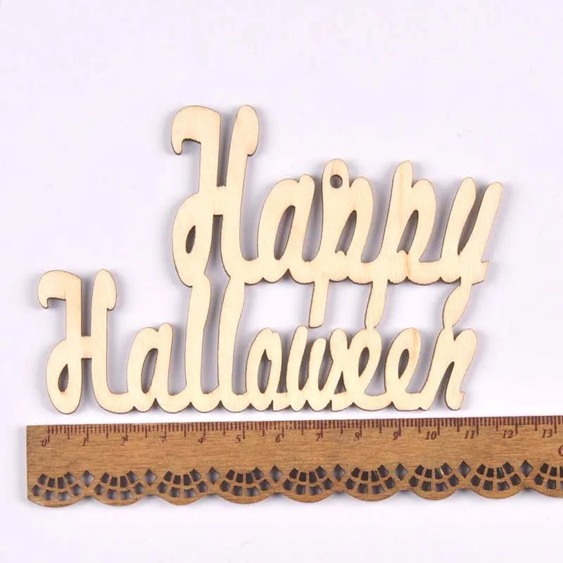 Mixed Natural Wooden Halloween Pendant Wood Slices DIY Crafts Hanging Handmade Accessory Home Party Decor 60-100mm 10Pcs M2708 Qme 8