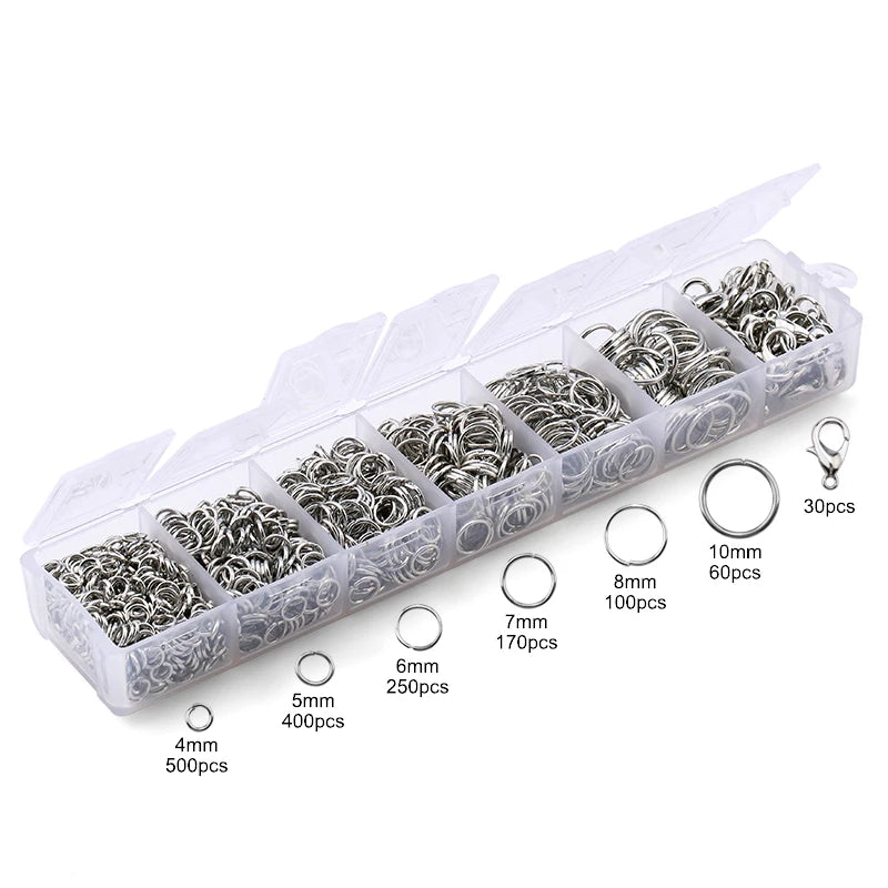 Jewelry Findings Set open jump rings Loose spacer beads Earring hooks Rubber Earring Backs for Jewelry Making DIY handicraft Qme 3