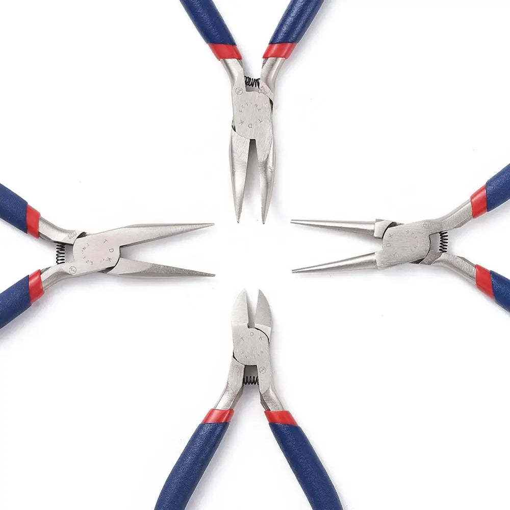 Pandahall Jewelry Pliers Sets Carbon-Hardened Steel Side Cutting Round/Bent/Long Chain Nose Pliers DIY Making Jewelry Tools Qme
