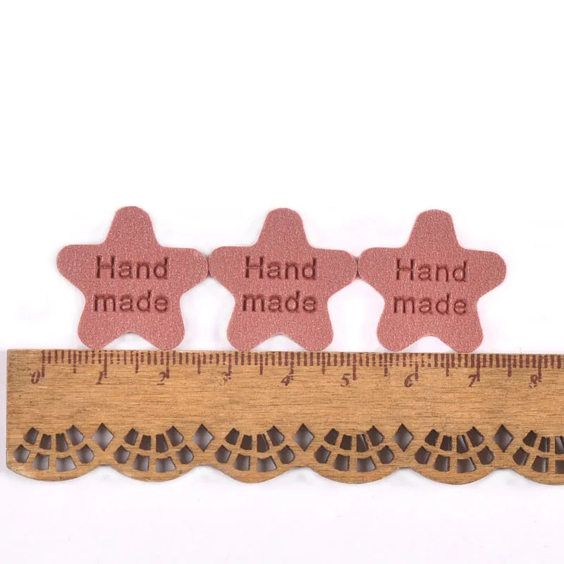 20Pcs/Lot Mixed Color Star Embossed leather Labels DIY Handmade Sewing Accessories For Kids Garment Bags Crafts Tags c3213 Qme 5