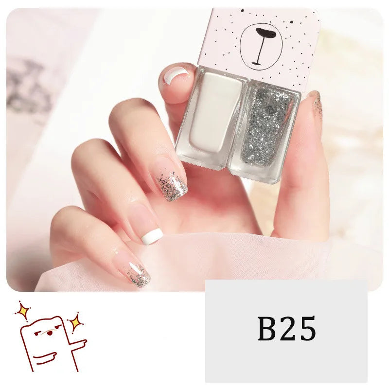 New 2 In 1 Candy Color Nail Polish Manicure Water-based Bright Scrub No Bake No Peeling Quick Dry Waterproof Lasting Nail Polish Qme B25