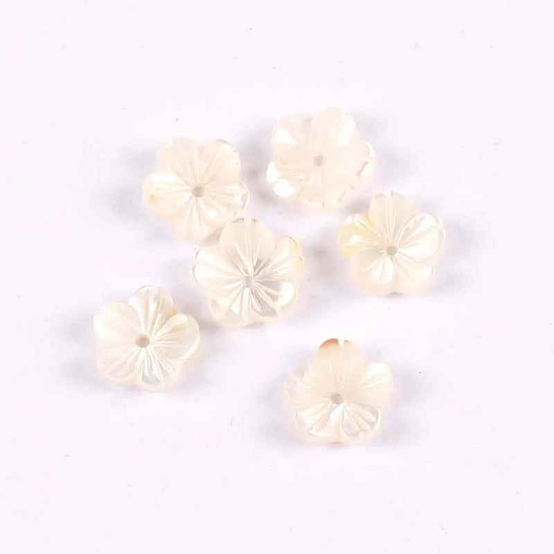 5pcs Beige/Grey Flower Texture Curved Natural Mother Of Pearl Shell Beads For Jewelry Making Earring Diy Accessories 10mm tr0388 Qme