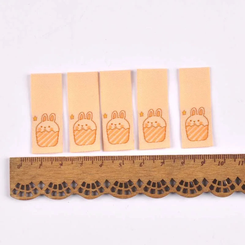 50Pcs 1.5x4cm Multicolor cute cartoon embroidery Clothes Labels For Sewing Accessories Garment Care Bags Tags Handmade Crafts Qme 3