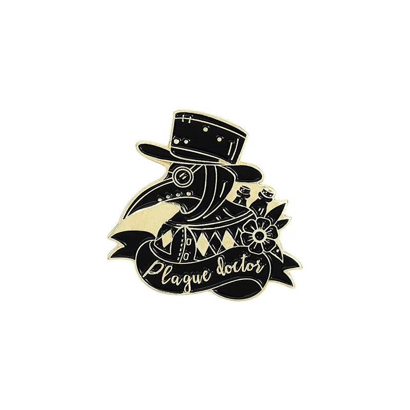 Punk Plague Doctor Enamel Lapel Pins Gothic Brooches Badges Black Death Fashion Pins Gifts for Nurse Friends Jewelry Wholesale Qme 13