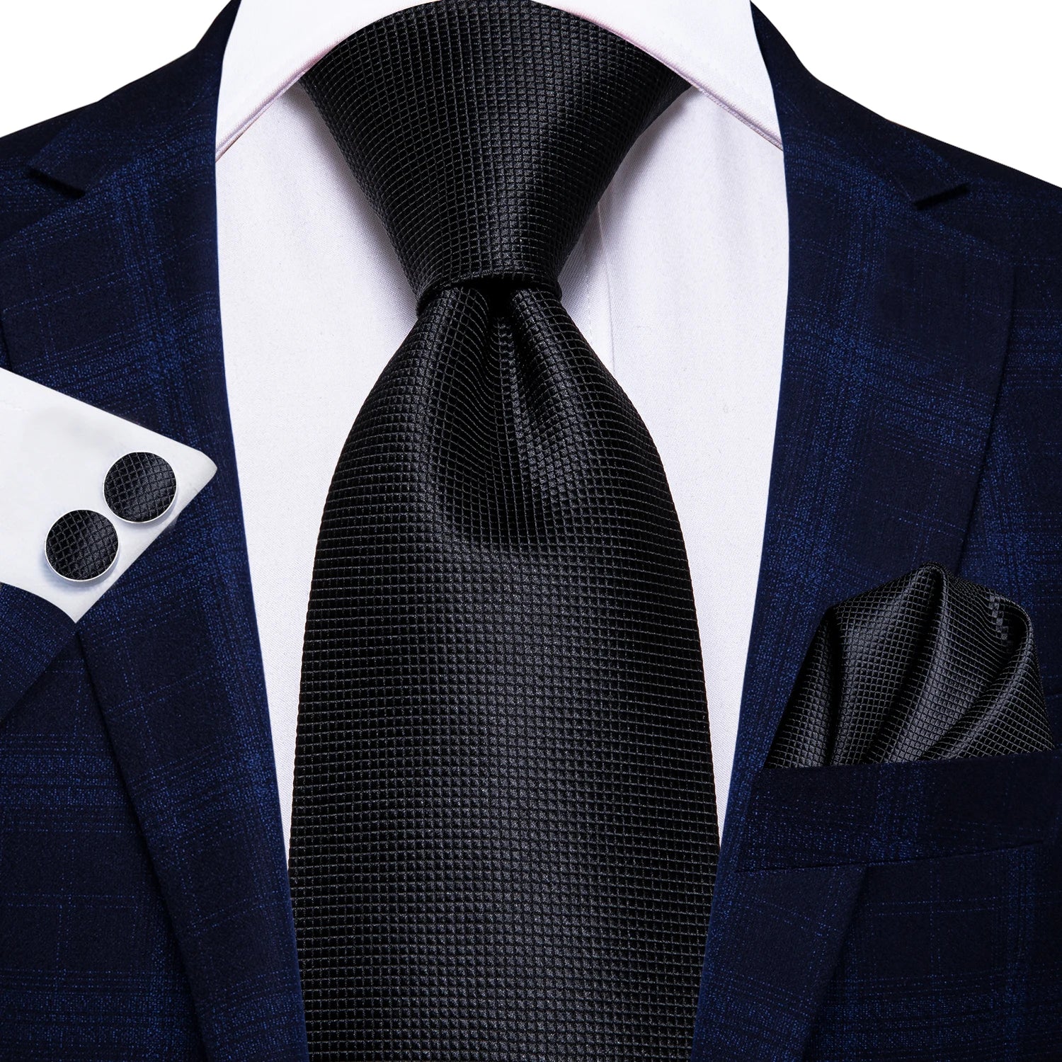 Blue Business Solid Plaid Striped Men's Tie Necktie Ties Men Formal Qme