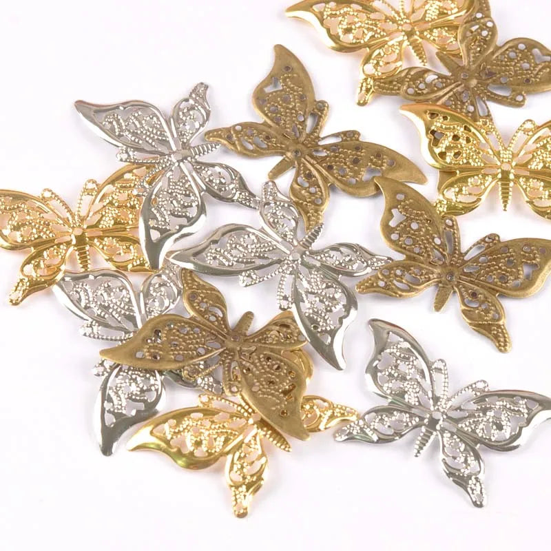 Metal Crafts Mixed Butterfly Connectors Filigree Flower Wraps For DIY Scrapbook Home Decor Embellishments 10Pcs 43x26mm yk0772 Qme