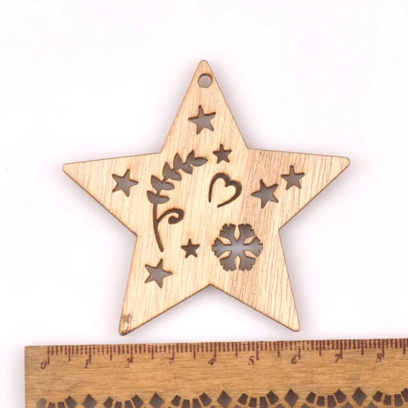 5Pcs Christmas Decorations Snowman Tree Wooden Home Ornament Wood Slices Craft DIY Hanging Pendant Xmas Kid Gift Hemp rope m2557 Qme 7
