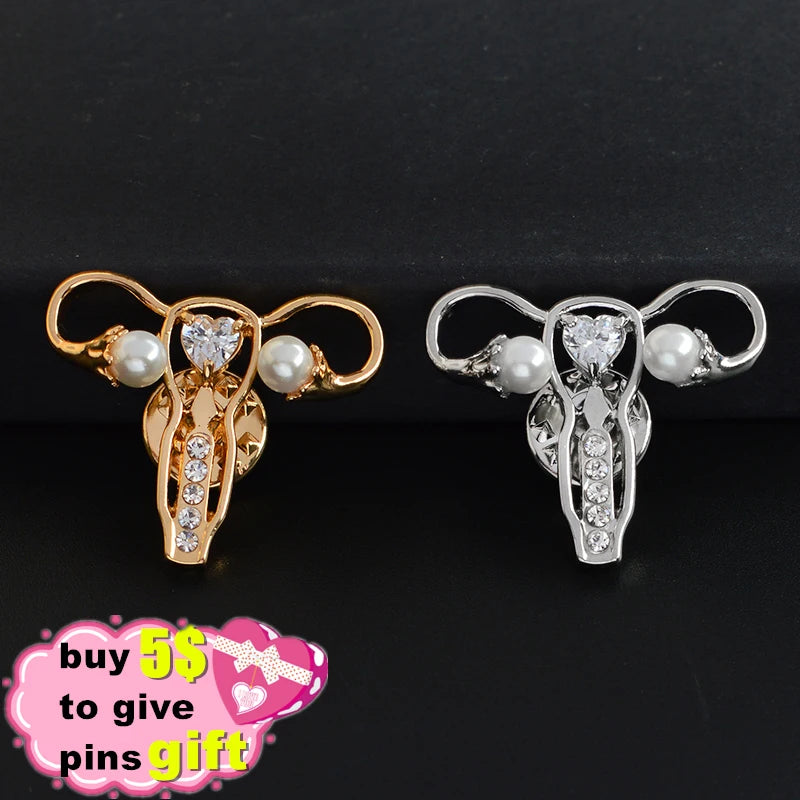 Medical Brooches Collection Crystal Uterus Microscope Scalpel Stomach ECG Tooth Pins Jewelry for Doctor Nurse Badge Wholesale Qme