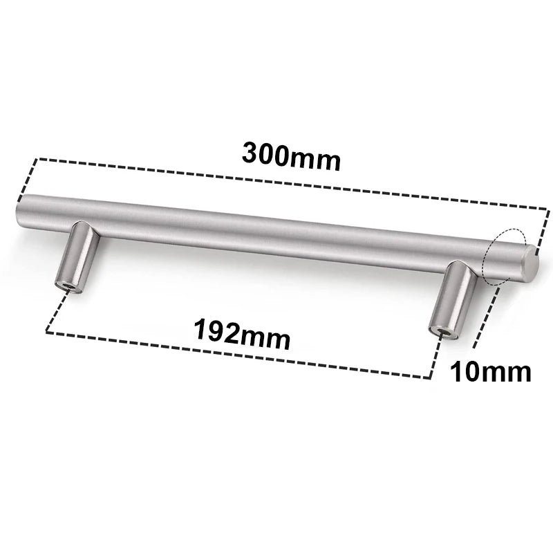 Kitchen Cabinet Pulls Furniture Drawer Handles Stainless Steel T Bar Straight Wardrobe Door Knobs Black Silver Cupboard Handle Qme silver 192mm