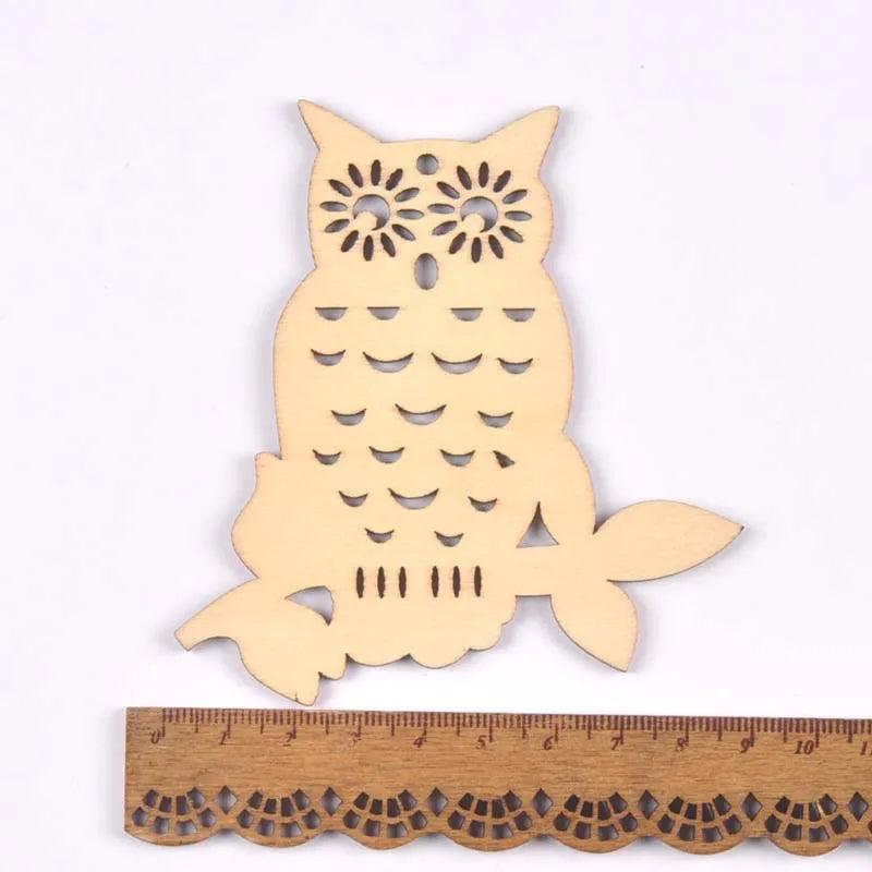 Mixed Natural Wooden Halloween Pendant Wood Slices DIY Crafts Hanging Handmade Accessory Home Party Decor 60-100mm 10Pcs M2708 Qme 12