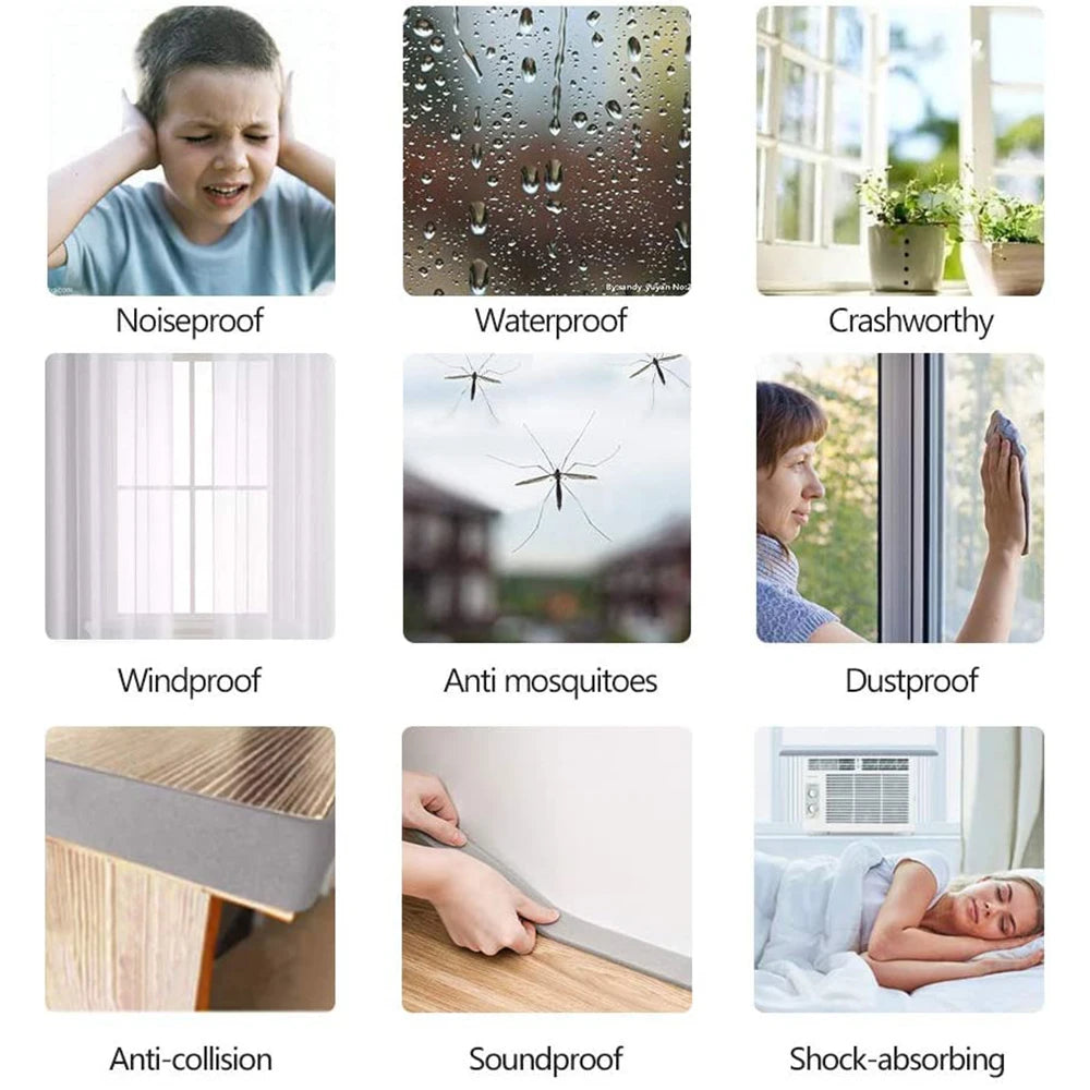 4M PU Sponge Foam Seal Strip Tape Adhesive Anti Collision Soundproof Weather Stripping for Doors Windows Furniture Protection Qme