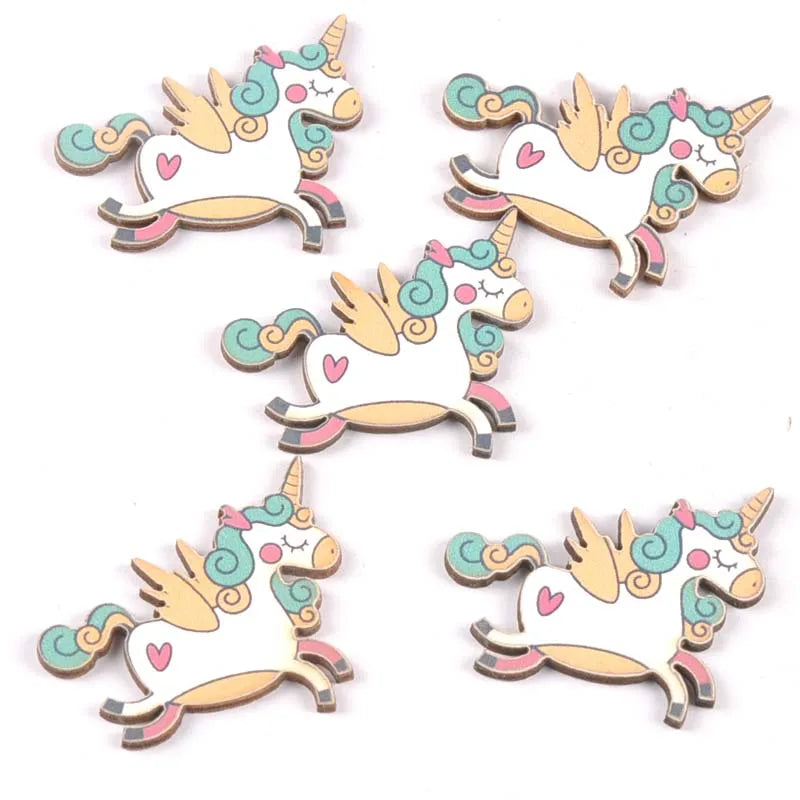 20Pcs mix Single-horned horse wood slices DIY Craft Scrapbooking Accessories for Home Decor Unfinished wooden Ornament m2181 Qme 1