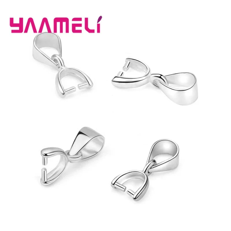925 Sterling Silver Color DIY Handmade Jewelry Findings Pendant Pinch Bail Clasp Necklace Hook Clip Connector Fashion Accessory Qme