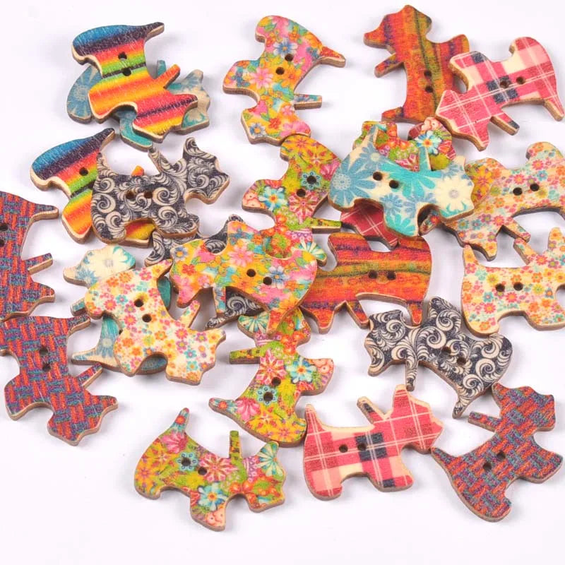 2 Hole Vintage Mixed Cartoon Painting Wooden Buttons For Clothes Sewing Crafts Scrapbooking DIY Kid Apparel Supplies 25pcs m1893 Qme 8