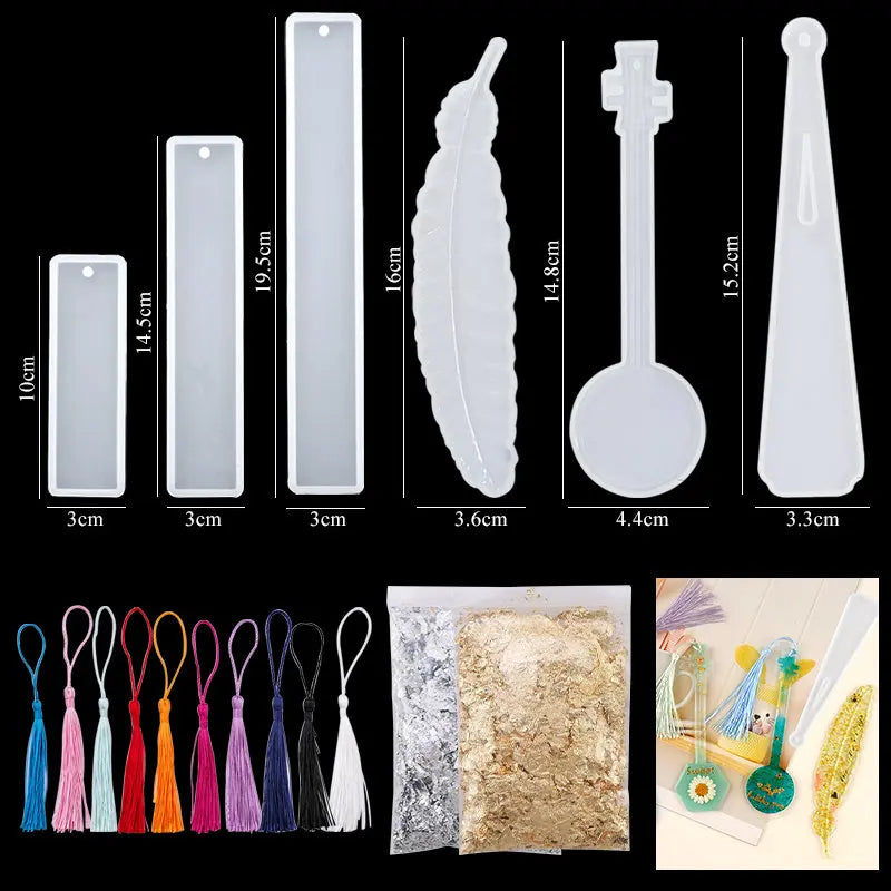 Epoxy Silicone Mold Set Jewelry Casting Mold Kit with Hand Drill, Glitter Sequins and Tools for Pendant Earring Keychain Making Qme 6