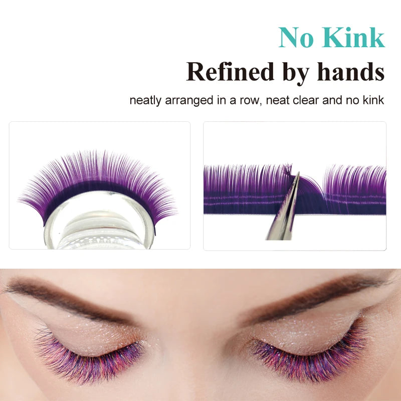 NATUHANA Lashes 16rows Mix Rainbow False Mink Eyelash Extension Faux Qme