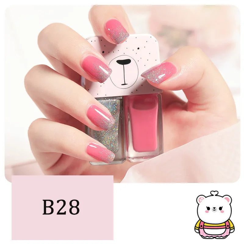 New 2 In 1 Candy Color Nail Polish Manicure Water-based Bright Scrub No Bake No Peeling Quick Dry Waterproof Lasting Nail Polish Qme B28