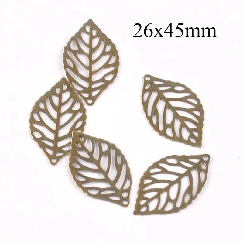 30Pcs Metal Crafts Filigree Leaves Wraps Connectors Embellishments For DIY Home Decor Handicraft Scrapbooking 20-45mm YK0786 Qme Bronze 1