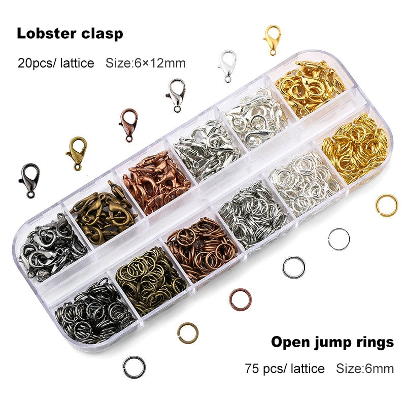 Jewelry Findings Set open jump rings Loose spacer beads Earring hooks Rubber Earring Backs for Jewelry Making DIY handicraft Qme 7