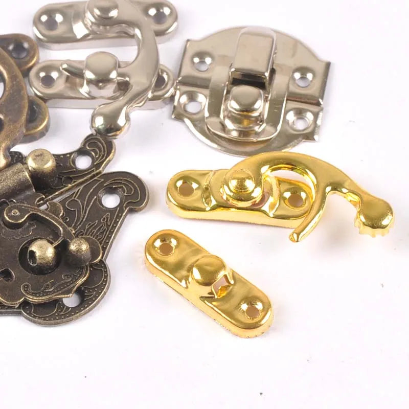 Antique Silver Bronze Vintage Lock Hasp Jewelry Wooden Box Latch Clasp Purse Locks Furniture Hardware Padlock 5 designs c2148 Qme