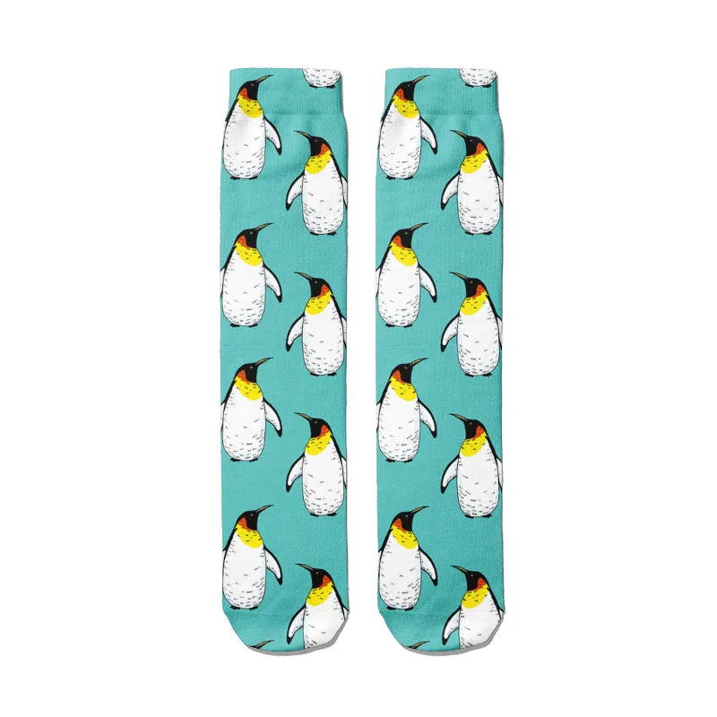 3D Cartoon Penguin Socks Women Funny Kawaii Cotton Long Casual Dress Qme style8 One Size China Mainland