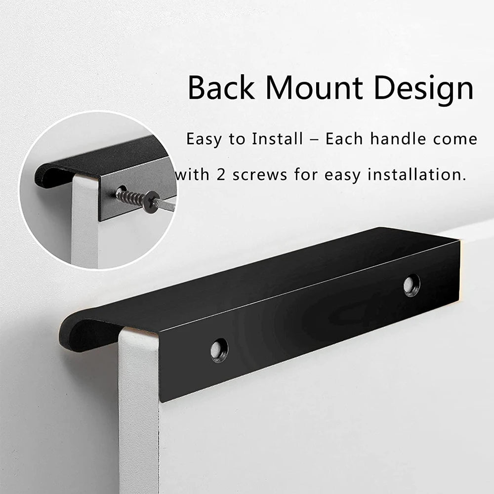 Hidden Handle Kitchen Cabinet Furniture Handles Black Cupboard Drawer Pulls Wardrobe Door Knobs Prevent Scratching with Screw Qme