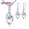 CZ Necklace Earring Bridal Jewelry Sets Wholesale 925 Sterling Silver Color Cubic Zirconia Water Drop Wedding Engagement Qme Default Title