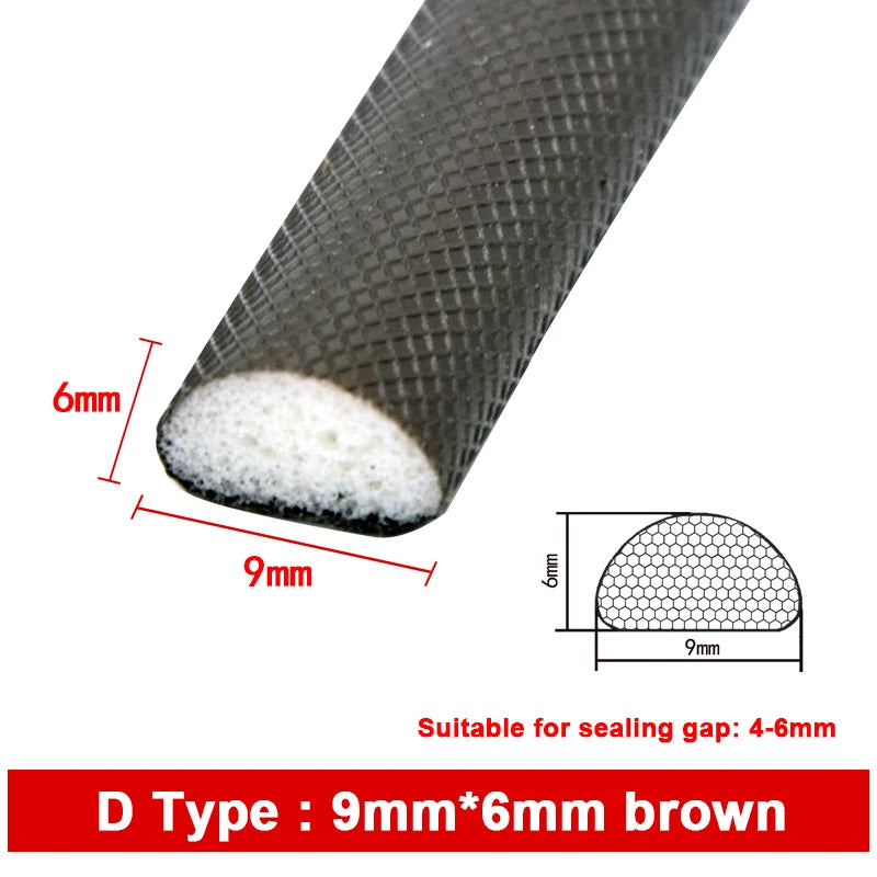 6M PU Acoustic Foam Window Seal Strip Self-Adhesive Noise Reduction Impact Resistance Door Gap Strip Dustproof Weatherstripping Qme D brown 9-6 4m