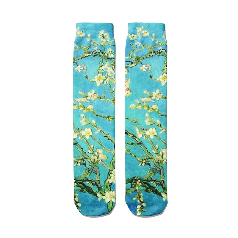 Van Gogh Mural World Famous Painting Sunflower Socks Men Novelty Qme style3
