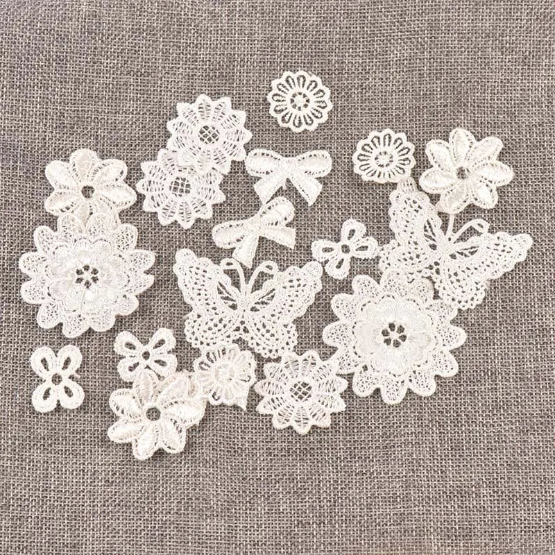 10-50pcs Random Mixed Flower Pattern Embroidered Lace Applique Mesh Trim For Garment Accessories Decoration Sew DIY Fabric C1501 Qme