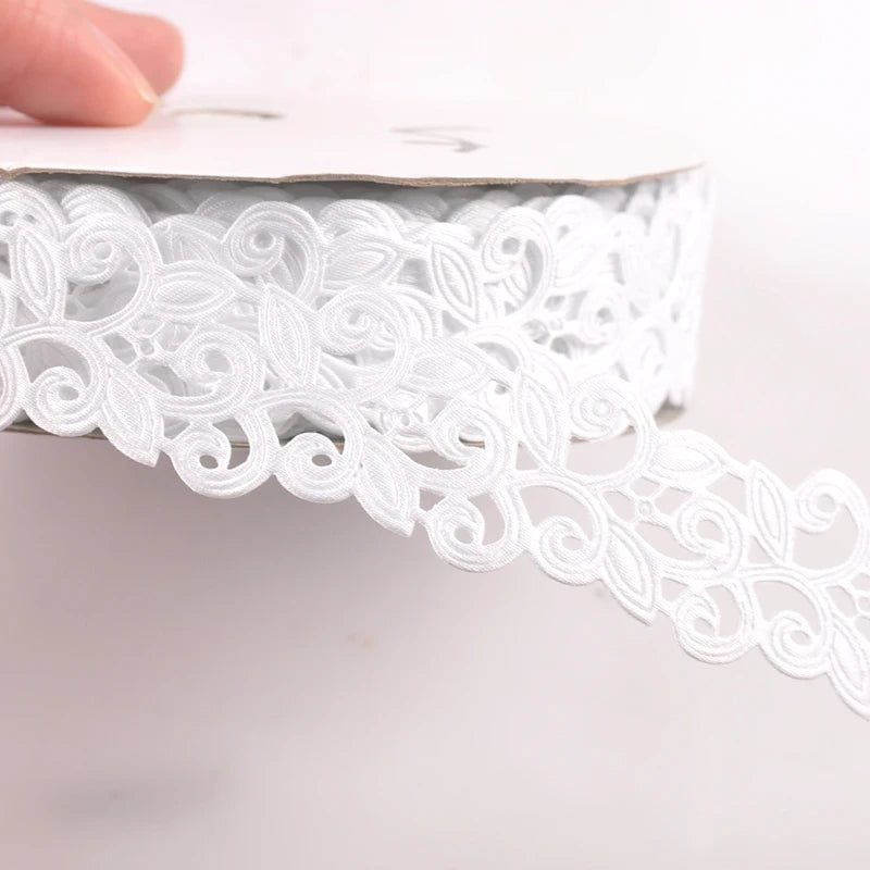 2.5cm Flower Ribbons For Crafts DIY Embroidered Decoration Sewing Accessories Scrapbooking Lace Ribbon Handmade Materials c2422 Qme 5 20 yards