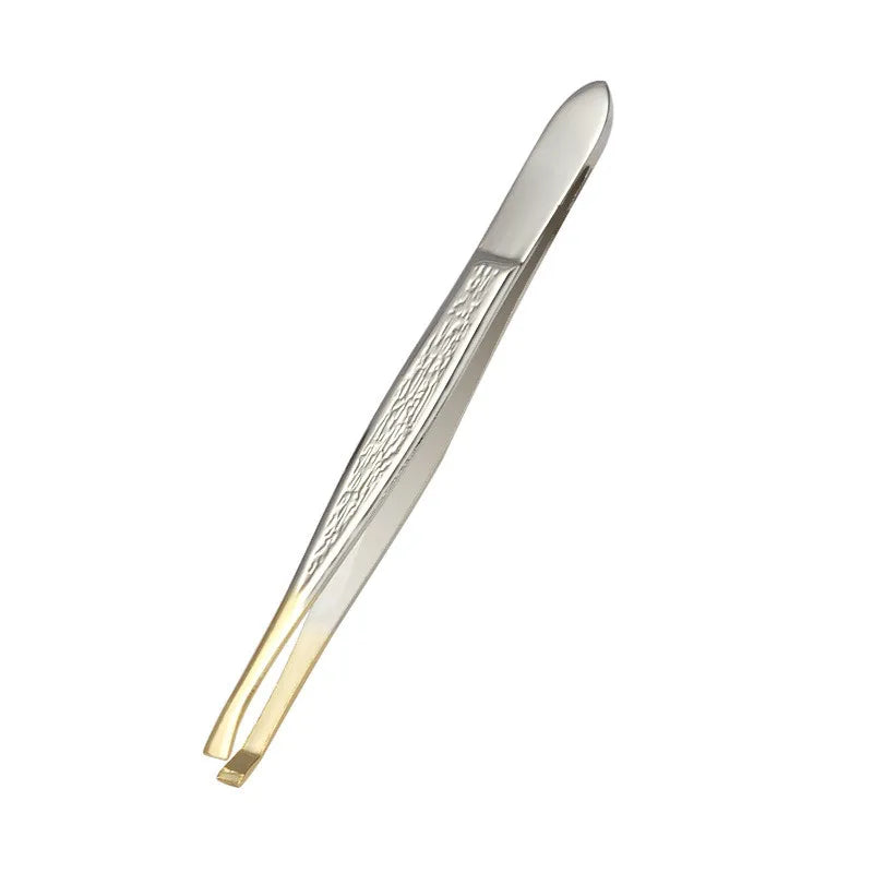 Eyebrow Tweezer Stainless Steel Beauty Clip Slant Tip Flat Tip Eyebrow Tweezer Clip for Eyebrow Trimming Face Hair Removal Tools Qme