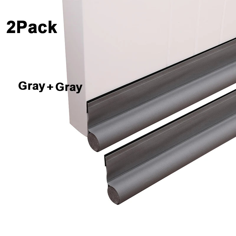 94cm Door Bottom Sealing Strip Self-adhesive Weatherstrip Under Door Draft Stopper Windproof Dust-Proof PU Seal Acoustic Foam Qme Gray 2 Pack