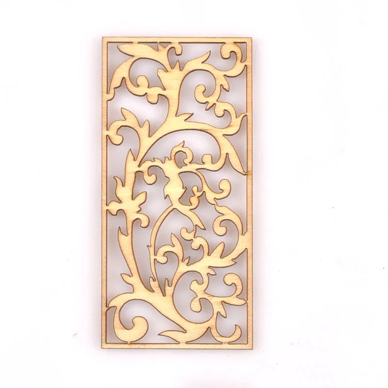 5Pcs/lot Natural Wood Decoration For DIY Scrapbook Crafts Hollow Rectangle Wooden Handmade Ornaments Home Embellishment m2559 Qme