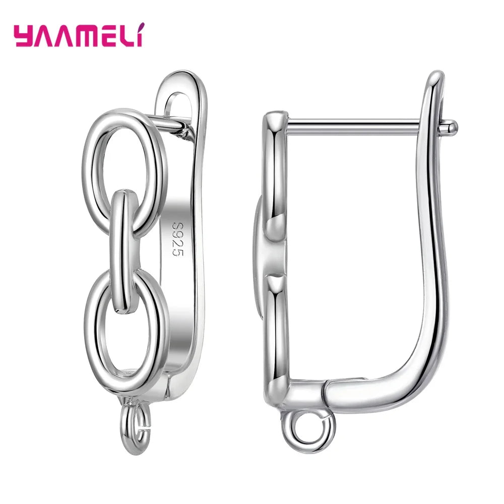 Real 100% 925 Sterling Silver Color Zircon Findings Earrings Leverback Earwire Fittings Components Accessories Handmade Supplies Qme Design 42