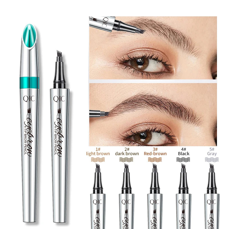 4 Points Eyebrow Tattoo Pen 5 Colors Liquid Brow Pencil Brown Microblading Ultra-Fine Eyebrow Pencil Waterproof Eyes Cosmetic Qme